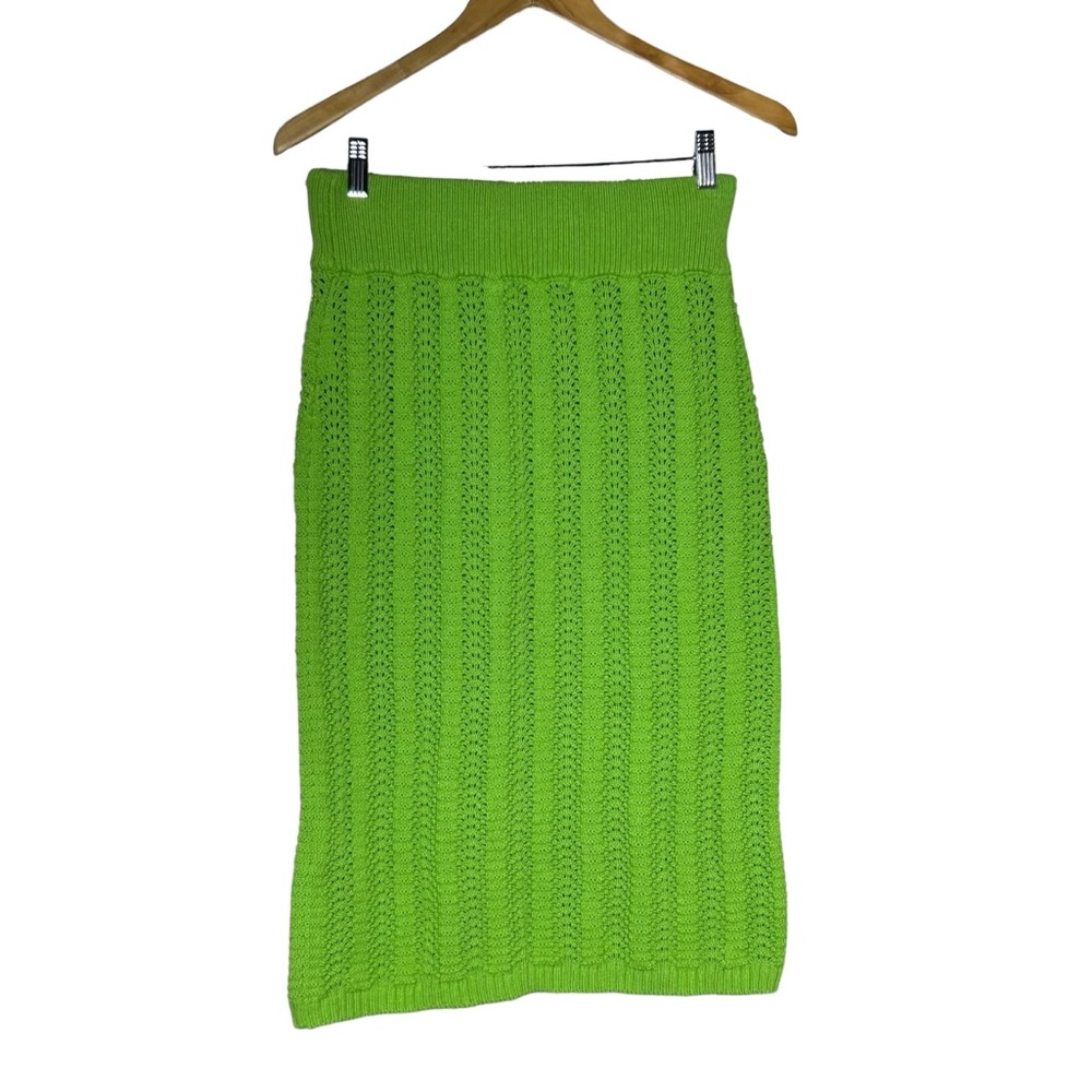 CROCHET WOVEN KNIT NEON GREEN SKIRT